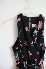 Sienna Sky Black & Peach Floral Wrap Maxi Dress | S
