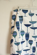 Talbots Blue White Drinking Glasses Print Skirt | 16 Petite