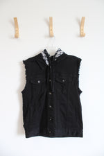 Rude Black Sleeveless Denim Hooded Jacket | M