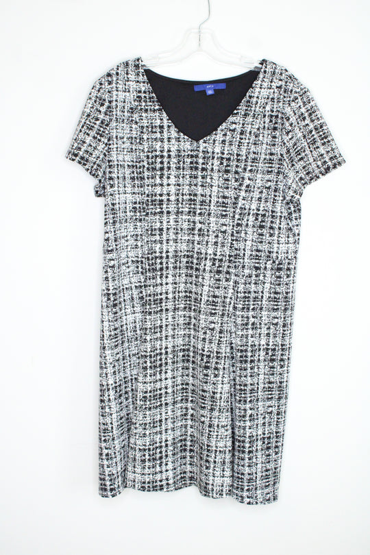 Apt. 9 Flared Black and White Short Sleeve Dress | XXL