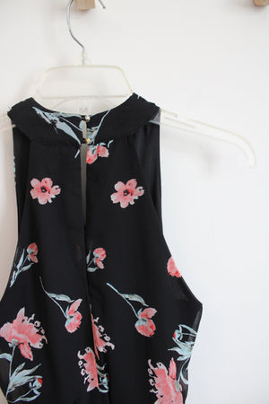 Sienna Sky Black & Peach Floral Wrap Maxi Dress | S