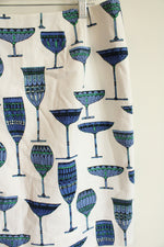 Talbots Blue White Drinking Glasses Print Skirt | 16 Petite