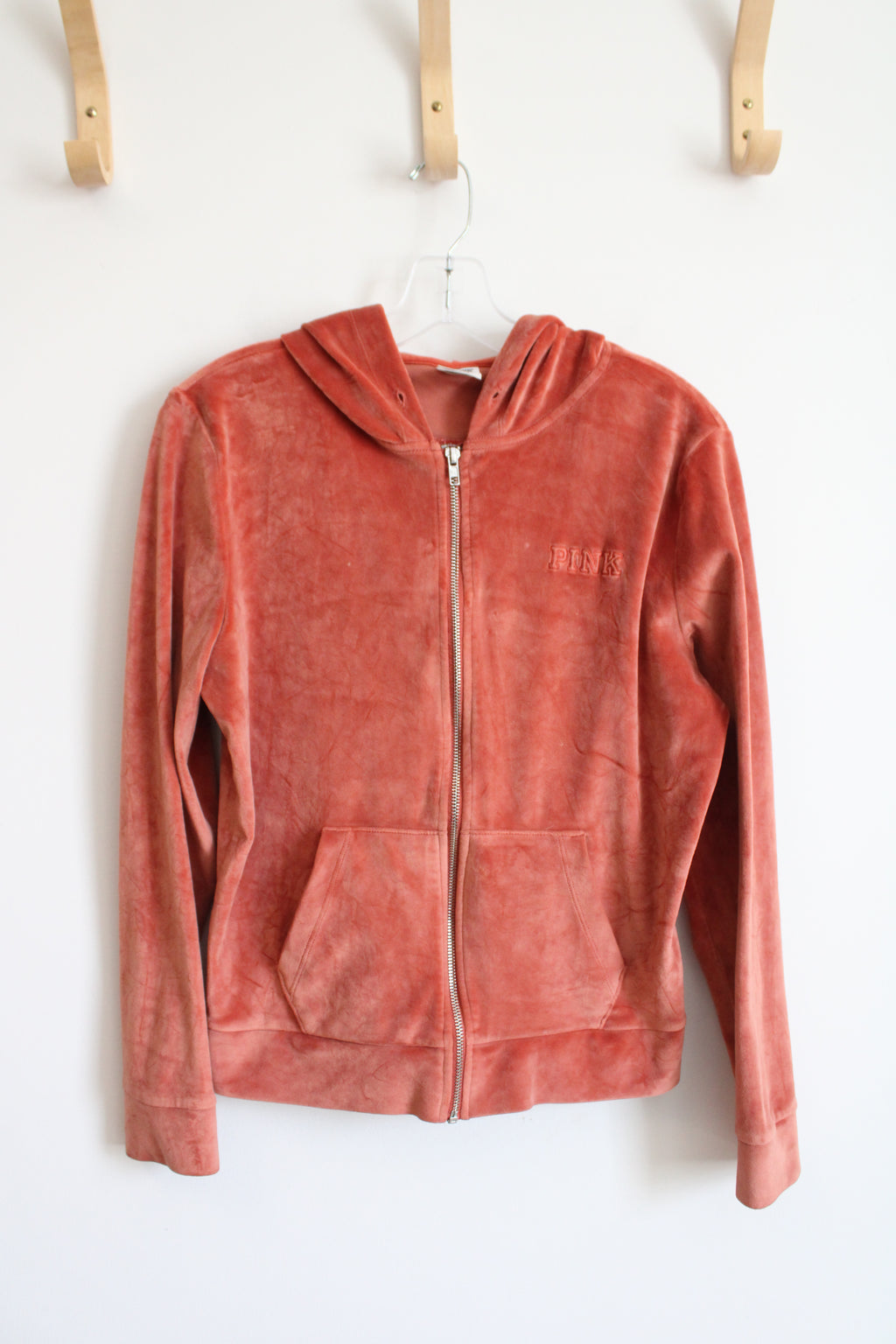 Victoria's Secret PINK Dusty Orange Velour Full Zip Jacket | S