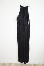 NEW Lane Bryant Black Floral Lace Halter Neck Jumpsuit | 16