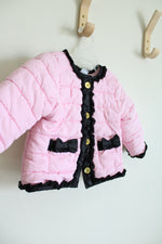 Little Me Pink & Black Puffer Coat | 12 MO
