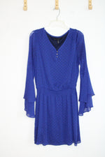 White House Black Market Blue Swiss Dot Dress | 10