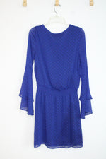 White House Black Market Blue Swiss Dot Dress | 10