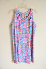 Lulu B Pink Blue Paisley Stretch Dress | L