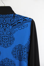 Susan Graver Black & Blue Patterned Textured Lightweight Jacket | XS