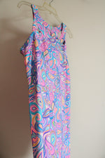 Lulu B Pink Blue Paisley Stretch Dress | L