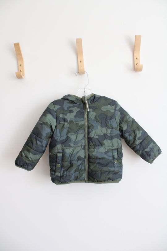 Cat & Jack Green Camo Puffer Coat | 18 MO