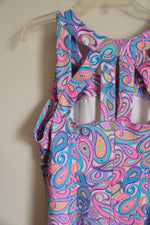 Lulu B Pink Blue Paisley Stretch Dress | L