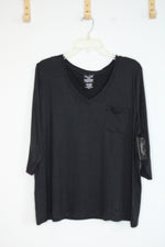 NEW Rene Rofe Black V-Neck Sleepwear Shirt | XL