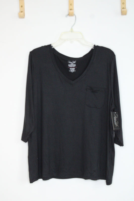 NEW Rene Rofe Black V-Neck Sleepwear Shirt | XL