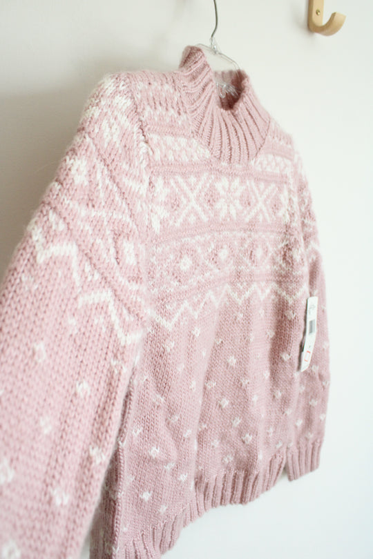 NEW Ralph Lauren Pink & White Northern Lights Wool Blend Mock Neck Sweater | P/P