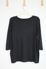 NEW Rene Rofe Black V-Neck Sleepwear Shirt | XL
