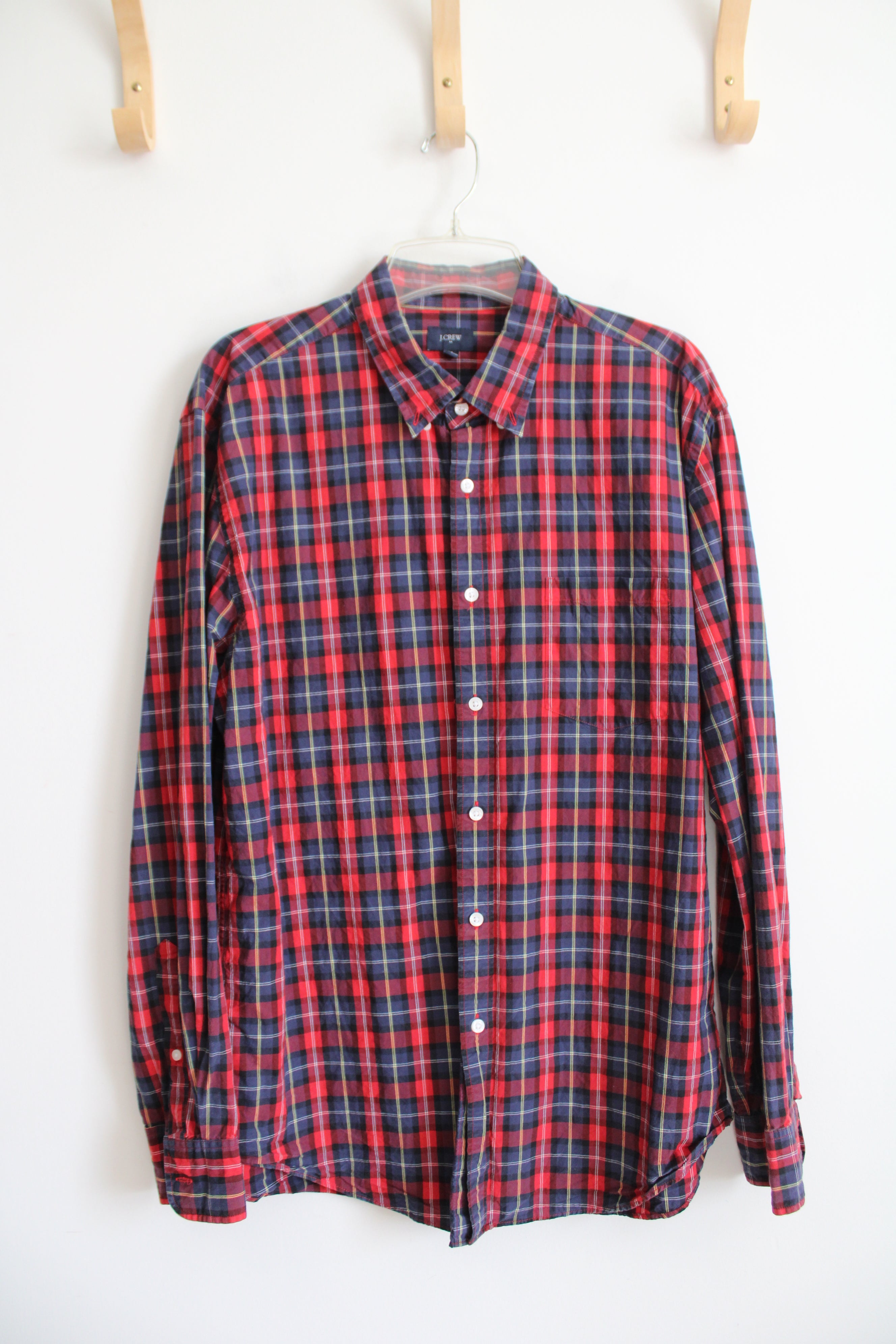 J.Crew Red Blue & Yellow Plaid Button Down Shirt | XL