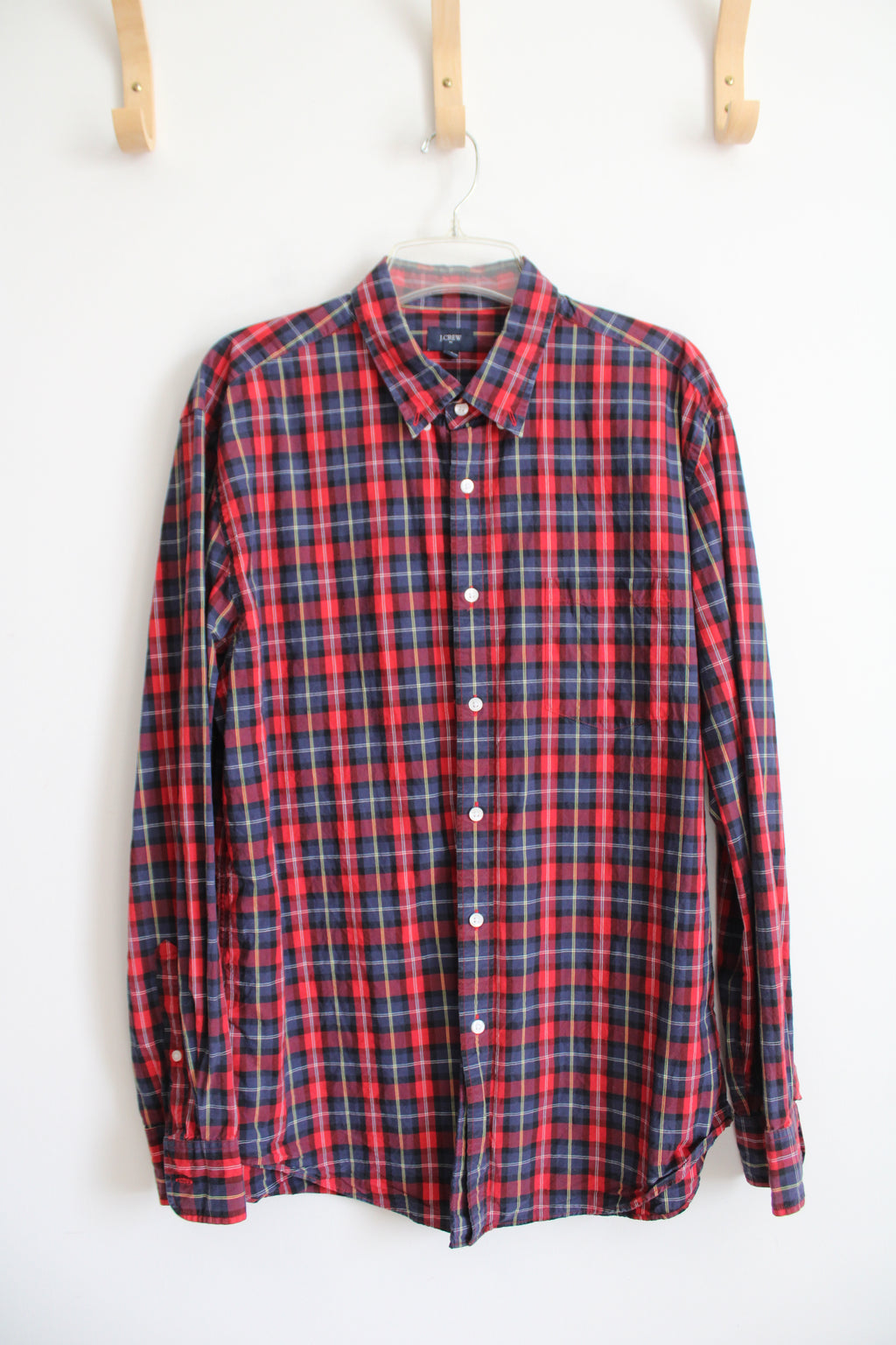 J.Crew Red Blue & Yellow Plaid Button Down Shirt | XL