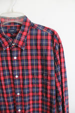 J.Crew Red Blue & Yellow Plaid Button Down Shirt | XL
