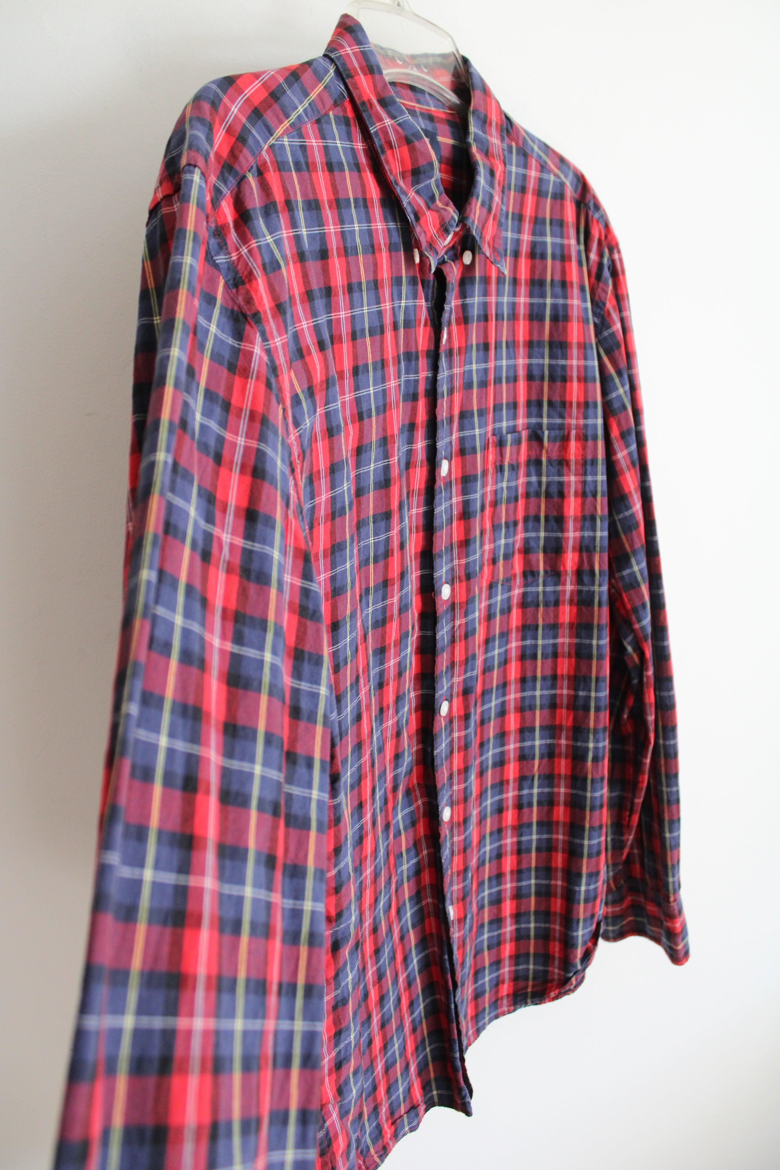 J.Crew Red Blue & Yellow Plaid Button Down Shirt | XL