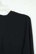 Anne Klein Black Half Button Down Blouse | L