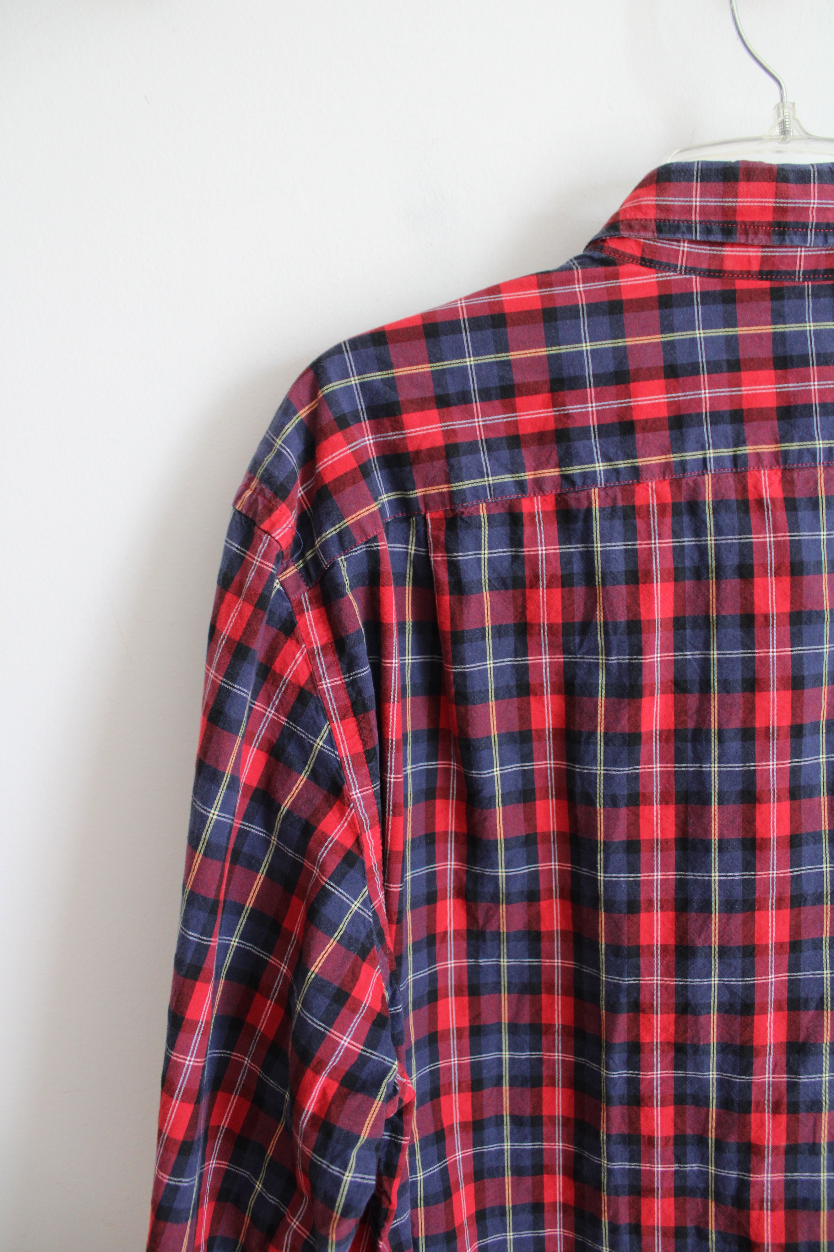 J.Crew Red Blue & Yellow Plaid Button Down Shirt | XL
