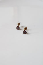 Garnet  Gold Tone Sterling Silver Stud Earrings