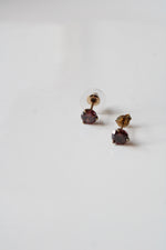 Garnet  Gold Tone Sterling Silver Stud Earrings