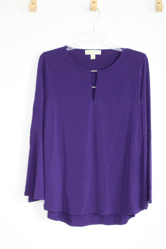 Michael Kors Purple Bell Sleeved Top | L