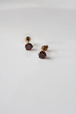 Garnet  Gold Tone Sterling Silver Stud Earrings