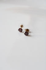 Garnet  Gold Tone Sterling Silver Stud Earrings