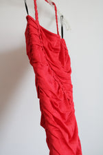 Bebe Red Pink Knit Stretch Ruched Halter Mini Dress | S