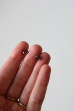 Garnet  Gold Tone Sterling Silver Stud Earrings