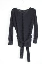 Ann Taylor Herringbone Chiffon Wrap Top | M