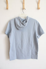 Under Armour Oversized Blue Gray Short Sleeved Hoodie | M