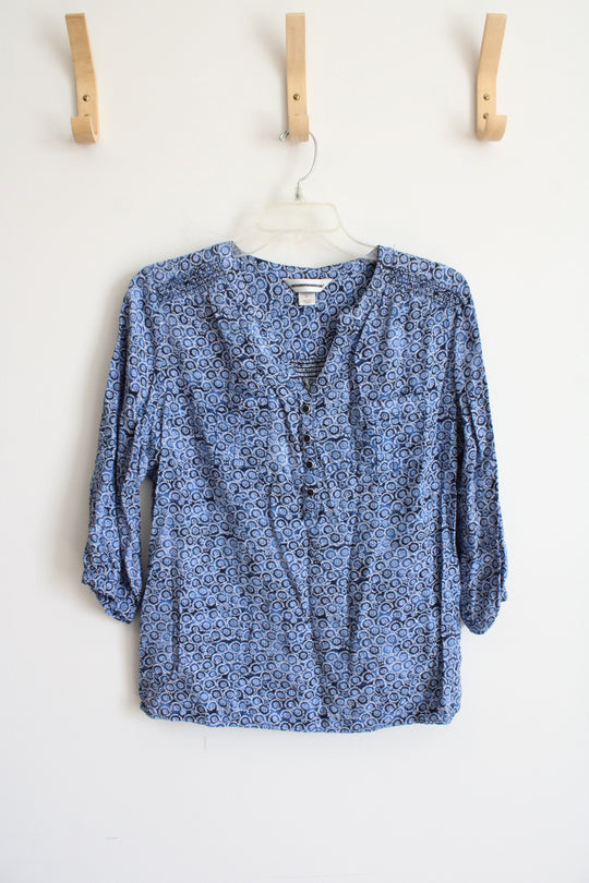 Christopher and Banks Blue Patterned Top | M