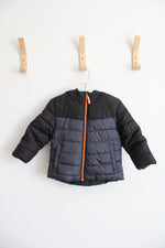 HealthTex Baby Black Gray & Neon Orange Fleece Lined Coat | 12 MO