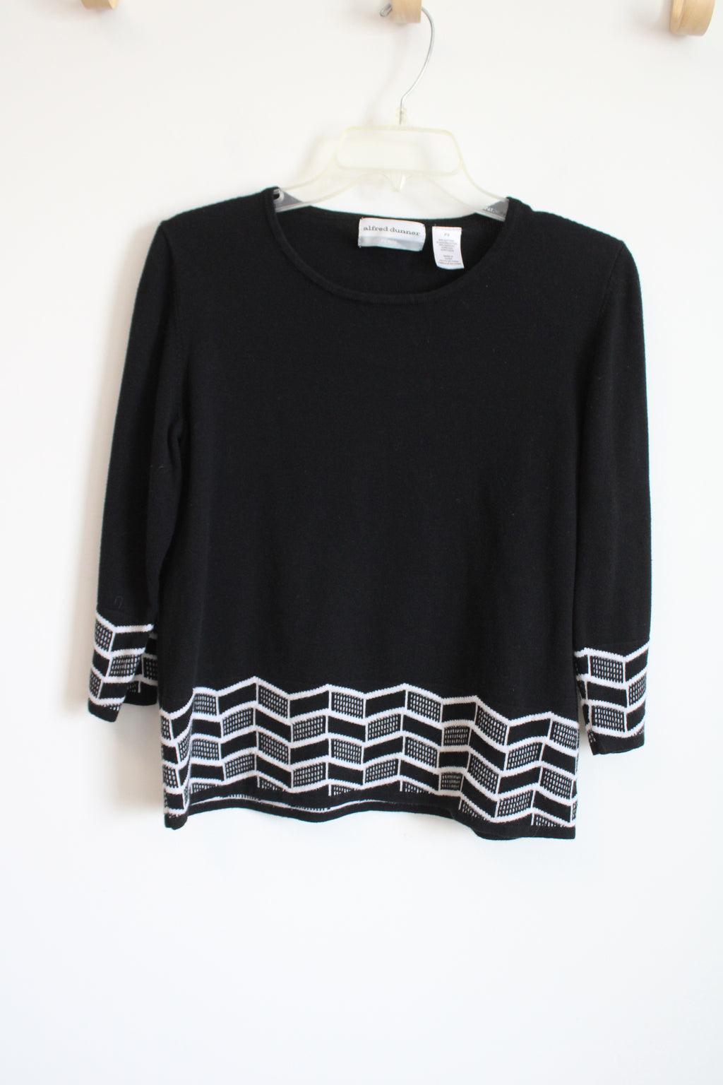 Alfred Dunner Black & White Knit Sweater | SM Petite