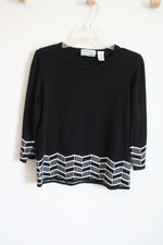 Alfred Dunner Black & White Knit Sweater | SM Petite