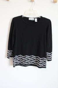 Alfred Dunner Black & White Knit Sweater | SM Petite
