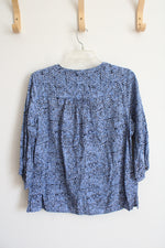 Christopher and Banks Blue Patterned Top | M