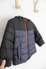 HealthTex Baby Black Gray & Neon Orange Fleece Lined Coat | 12 MO