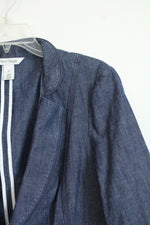 White House Black Market Single Button Closure Denim Blazer | 14
