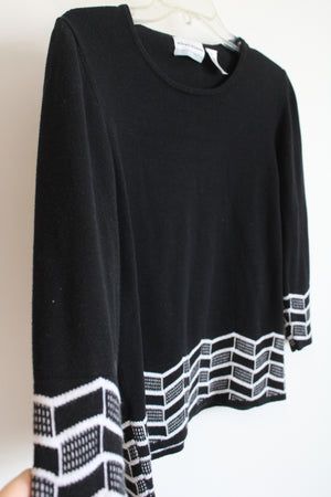 Alfred Dunner Black & White Knit Sweater | SM Petite