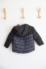 HealthTex Baby Black Gray & Neon Orange Fleece Lined Coat | 12 MO