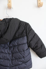 HealthTex Baby Black Gray & Neon Orange Fleece Lined Coat | 12 MO