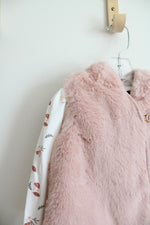 NEW Cynthia Rowley Pink Floral Fuzzy Vest & Striped Legging Set | 6-9 MO