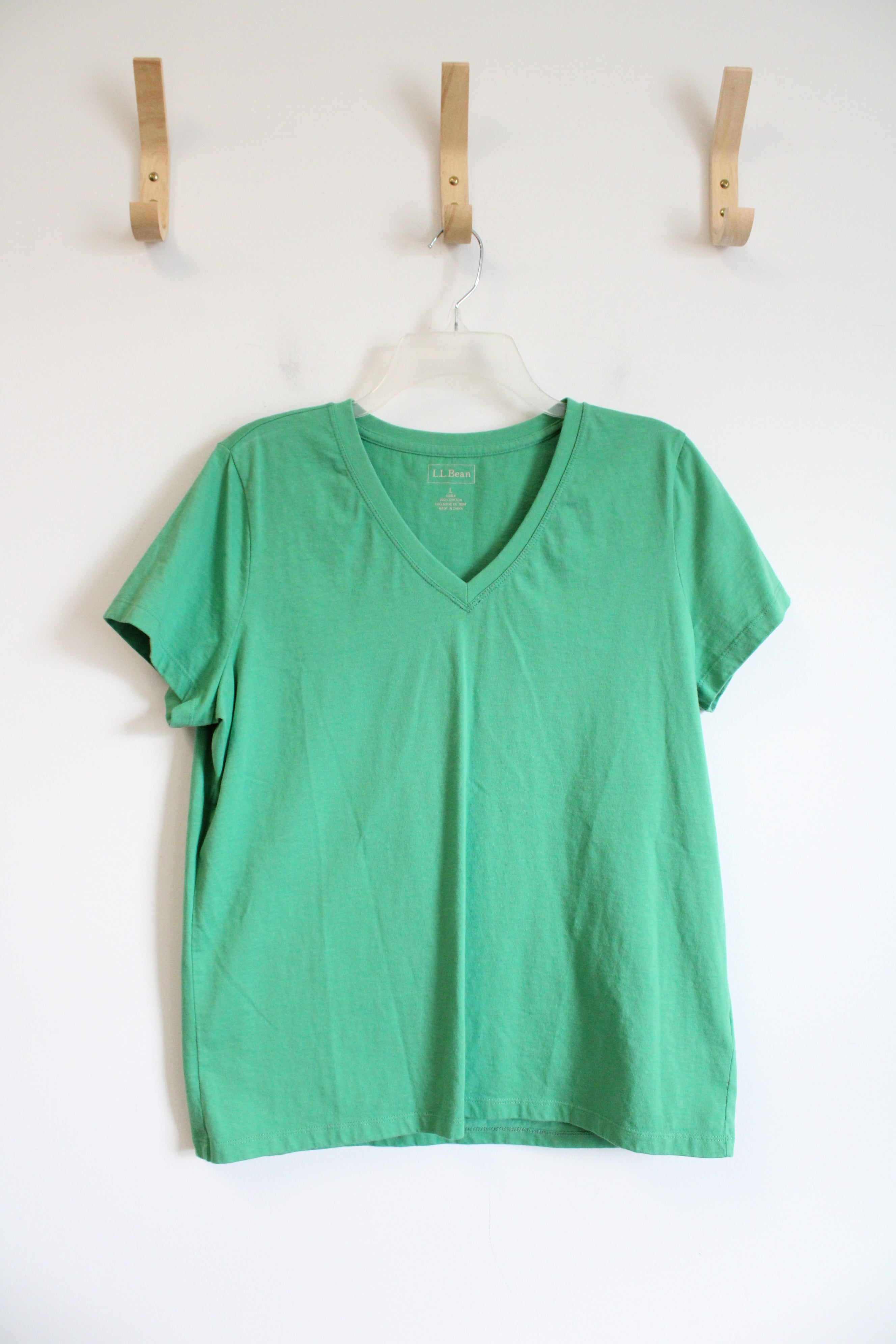 L.L. Bean Green V-Neck Cotton Shirt | L