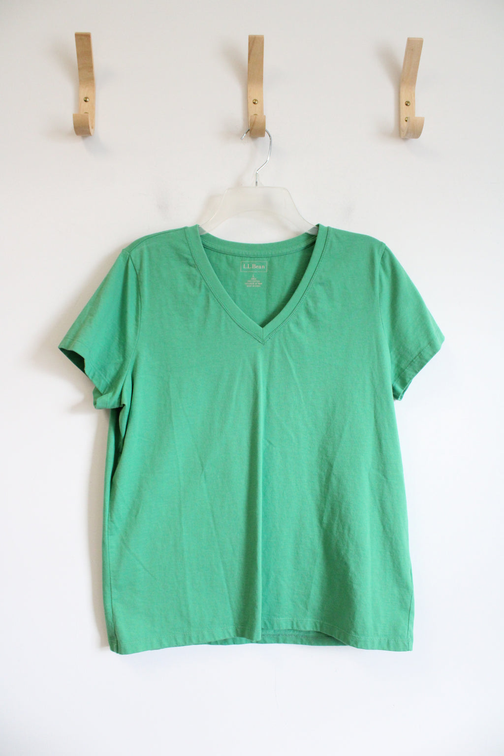 L.L. Bean Green V-Neck Cotton Shirt | L