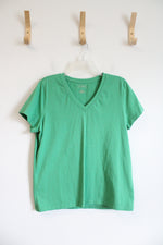 L.L. Bean Green V-Neck Cotton Shirt | L